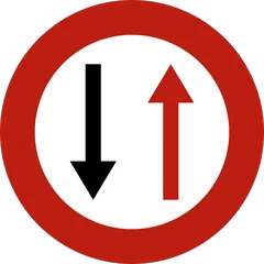 Panneau B19 : Passage étroit : obligation de céder le passage aux conducteurs venant en sens opposé