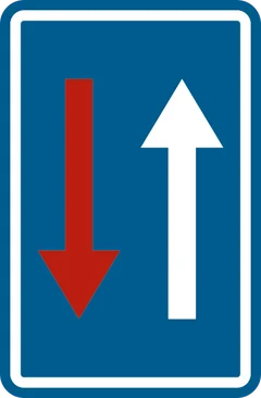 Panneau B21 : Passage étroit : priorité de passage par rapport aux conducteurs venant en sens opposé