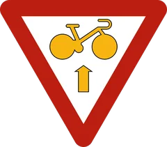 Panneau B23 : Cyclistes et speed pedelecs : autorisation de franchir le feu rouge ou orange pour continuer tout droit, en cédant le passage