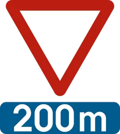 Panneau B3 : Signal annonçant le signal B1 (céder le passage) à la distance approximativement indiquée