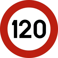 Panneau C43 : Limitation de vitesse : interdiction de circuler à une vitesse supérieure à celle qui est indiquée (120 km/h)