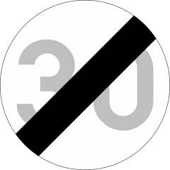 Panneau C45 : Fin de la limitation de vitesse imposée par le signal C43 (30 km/h)