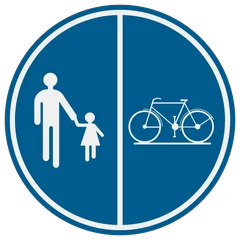 Panneau D9b : Partie de la voie publique réservée à la circulation des piétons, des bicyclettes et des cyclomoteurs à deux roues classe A