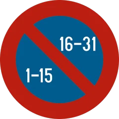 Panneau E11 : Stationnement semi-mensuel dans toute l'agglomération