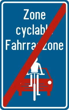 Panneau F113 : Fin d'une rue cyclable (Fahrradzone)