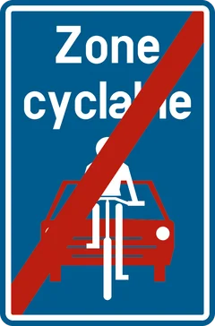 Panneau F113 : Fin d'une rue cyclable (Zone cyclable)