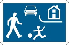 Panneau F12a : Commencement d'une zone résidentielle ou d'une zone de rencontre