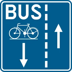 Panneau F17 : Indication des bandes de circulation d'une chaussée parmi lesquelles une est réservée aux autobus
