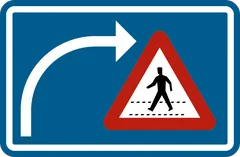 Panneau F50bis : Signal indiquant aux conducteurs qui changent de direction que des conducteurs de bicyclettes et de cyclomoteurs à deux roues suivent la même voie publique (b)