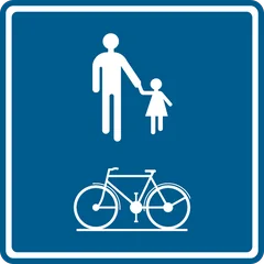 Panneau F99a : Chemin ou partie de la voie publique réservé à la circulation des piétons, cyclistes, cavaliers et conducteurs de speed pedelecs (piéton cycliste)