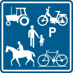 Panneau F99c : Chemin réservé aux véhicules agricoles, aux piétons, cyclistes, cavaliers et conducteurs de speed pedelecs