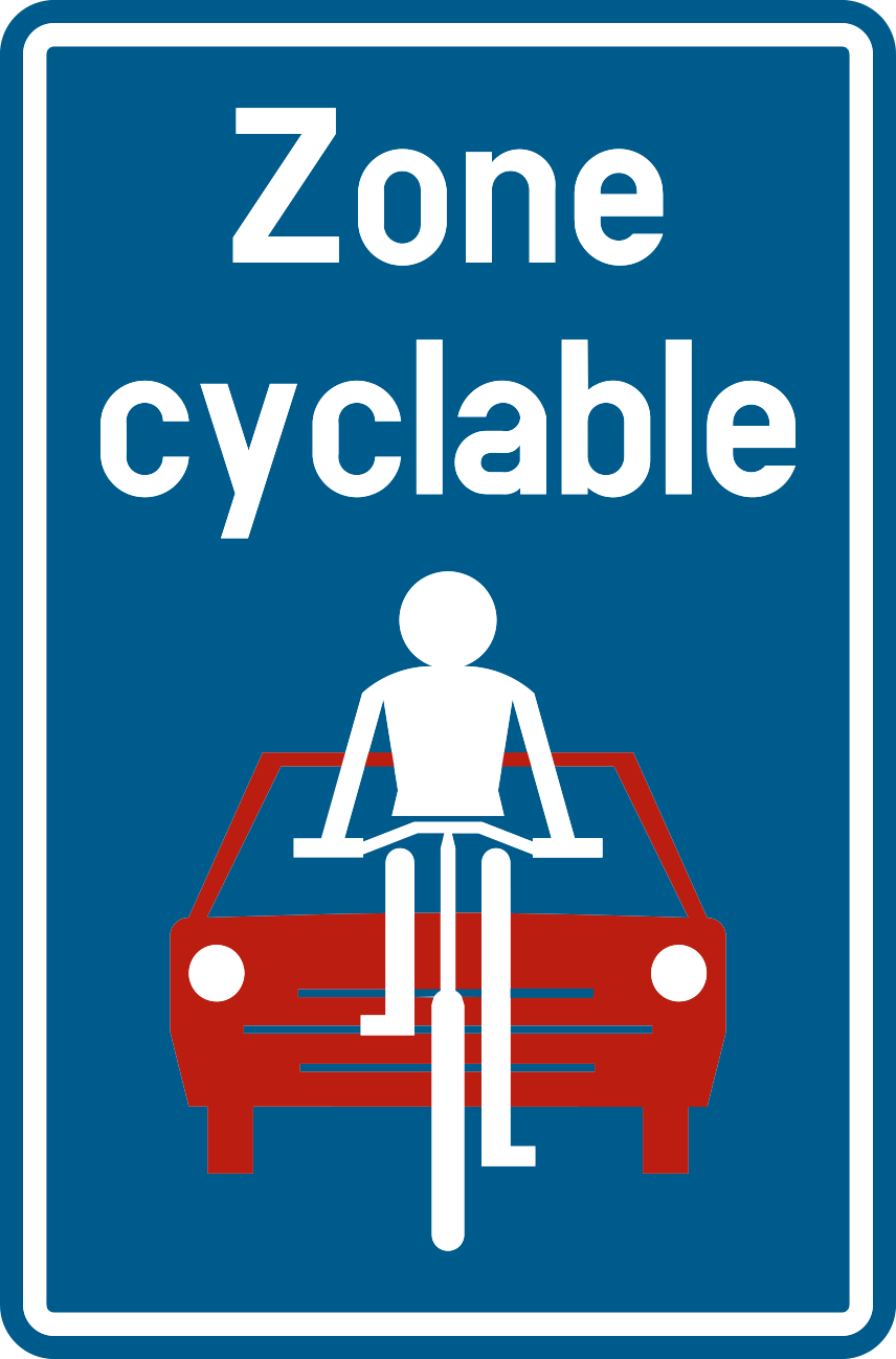 F111 : Début de zone cyclable, modèle avec inscription