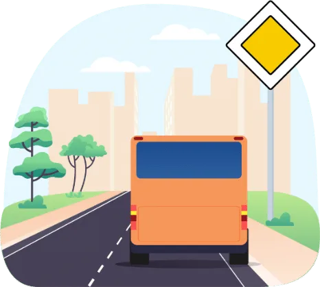 Signal voie prioritaire le long d'une route