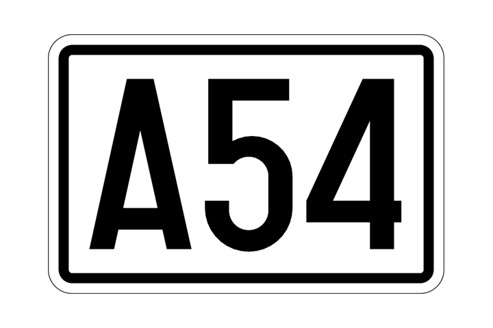 Signal de numérotation d'une autoroute : A54 en noir sur fond blanc