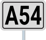 Signal de numérotation d'une autoroute : A54 en noir sur fond blanc
