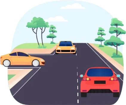 Illustration de la conduite défensive : un conducteur qui anticipe les situations sur la route