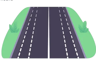 Piste cyclable marquée par deux lignes discontinues parallèles blanches