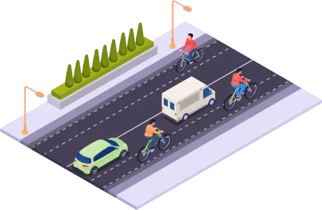Piste cyclable située à gauche de la chaussée