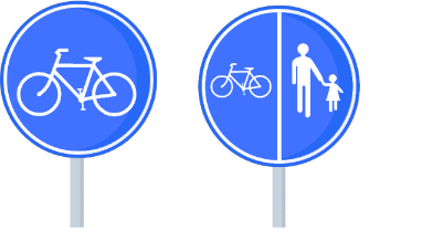 Signaux indiquant une piste cyclable