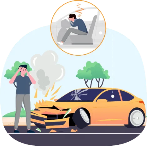 Conducteur épuisé au volant et voiture accidentée : la fatigue diminue la vigilance