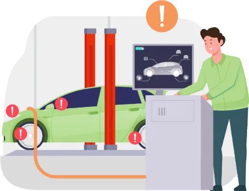 Voiture inspectée lors du passage au contrôle technique