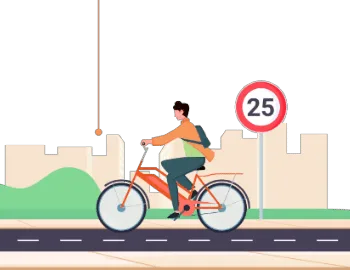 Deux-roues léger devant un panneau de limitation à 25 km/h