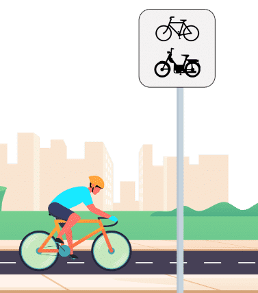 Panneau additionnel avec un vélo et un cyclomoteur : le signal ne concerne que ces deux catégories