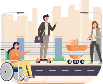 Des piétons qui circulent sur la voie publique