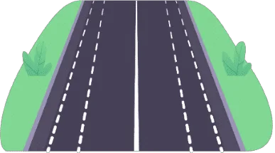 Chaussée bordée de chaque côté par une piste cyclable délimitée par des lignes blanches discontinues à traits larges