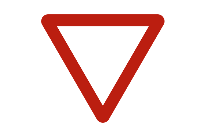 Signal céder le passage : triangle inversé à bord rouge