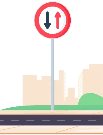 Signal de passage étroit où il faut céder le passage aux conducteurs venant en sens opposé
