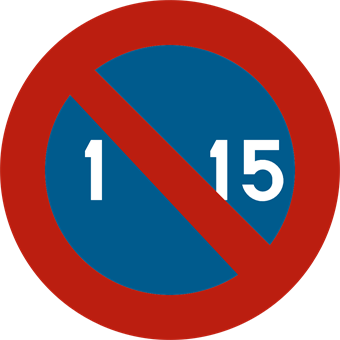 Signal de stationnement interdit du 1er au 15 du mois