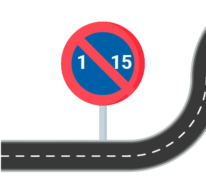 Signal de stationnement interdit du 1er au 15 du mois