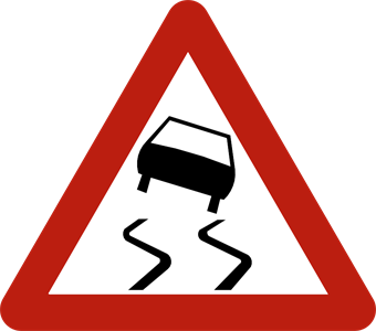 Signal de danger : chaussée glissante