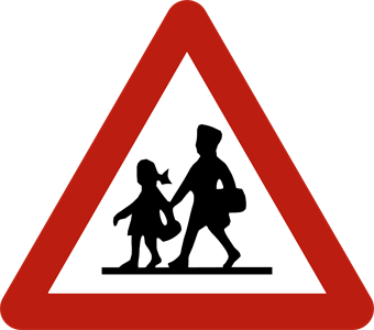 Signal de danger : endroit fréquenté par des enfants