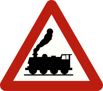 Signal de danger : passage à niveau sans barrières