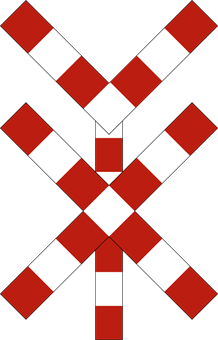 Croix de Saint-André à deux croisillons : passage à niveau à deux ou plusieurs voies