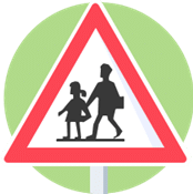 Signal de danger : endroit fréquenté par des enfants