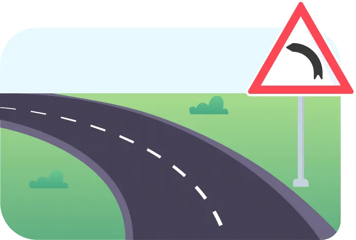 Signal de danger annonçant un virage dangereux à gauche