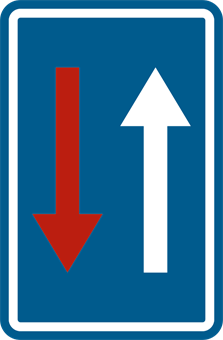 Signal de passage étroit où le conducteur a la priorité de passage