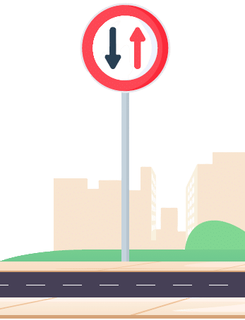 Signal de passage étroit où il faut céder le passage aux conducteurs venant en sens opposé