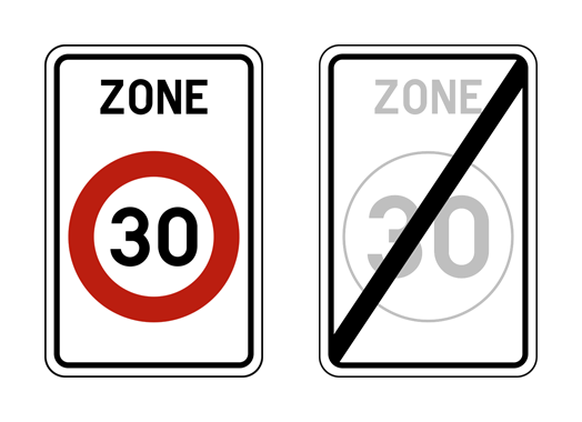 Signaux de début et de fin de zone 30