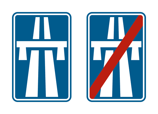Signaux de début et de fin d'autoroute