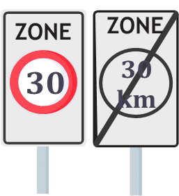 Signaux de début et de fin de zone 30