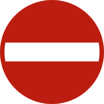 Signal de sens interdit à tout conducteur : rond rouge à barre horizontale blanche