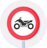 Signal d'accès interdit aux quads, véhicules à moteur à quatre roues pour terrain non praticable