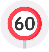Signal d'interdiction de circuler à une vitesse supérieure à 60 km/h
