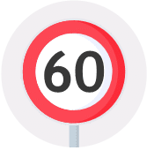 Signal d'interdiction de circuler à une vitesse supérieure à 60 km/h