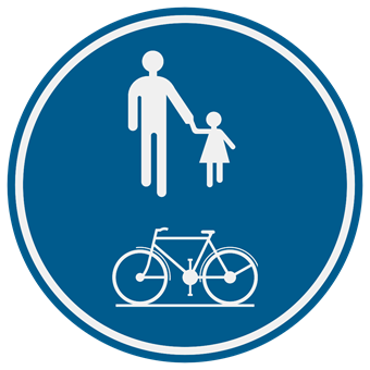 Signal de partie réservée aux piétons et cyclistes ensemble, sans trait de séparation