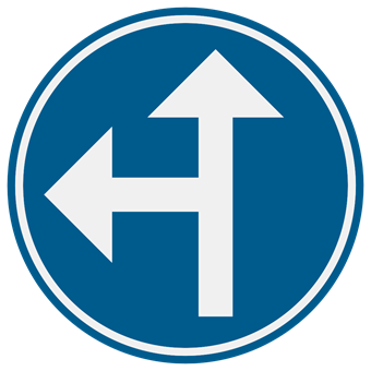 Signal d'obligation de suivre une des directions indiquées par les flèches